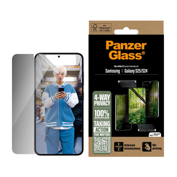 PanzerGlass ® ECO MATRIX 4-Way Privacy Skærmbeskyttelse Samsung Galaxy S25 | S24 | Ultra-Wide Fit