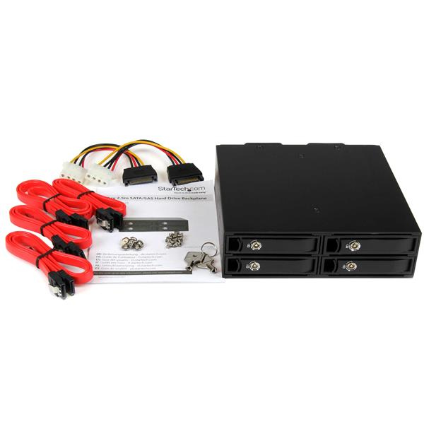 StarTech.com 4x Kiintolevyn Vaihtokehys 2,5 tuuman SATA / SAS -asemille - Siirrettävä Rack Backplane