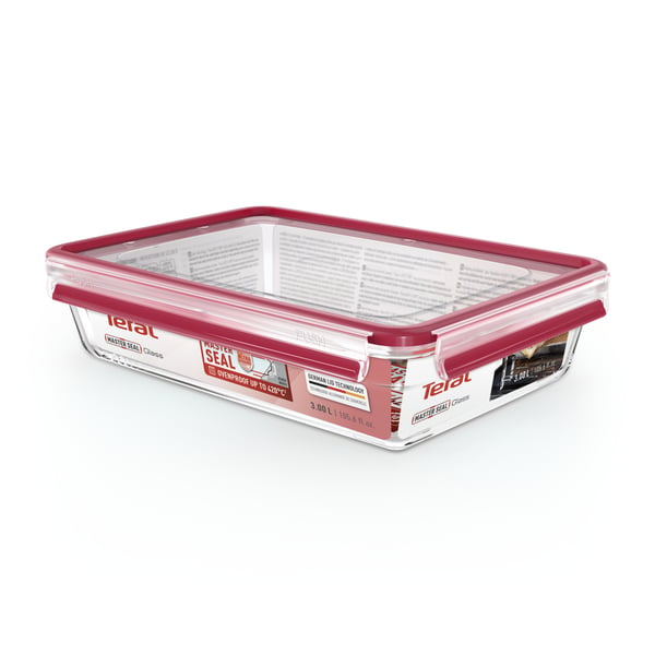 Tefal MasterSeal N10412 Rektangulær Kasse 3 L Transparent, Rød 1 stk