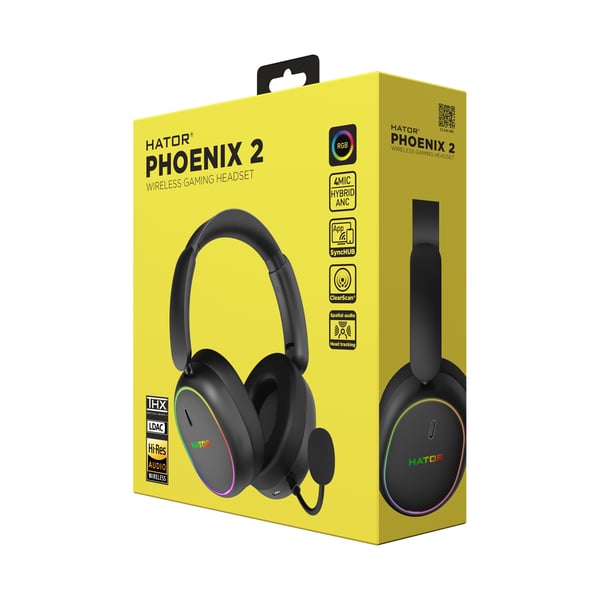HATOR Phoenix 2 Wireless Kuulokkeet Langallinen & langaton Pääpanta Pelaaminen USB Type-C / USB Type-A Bluetooth Musta