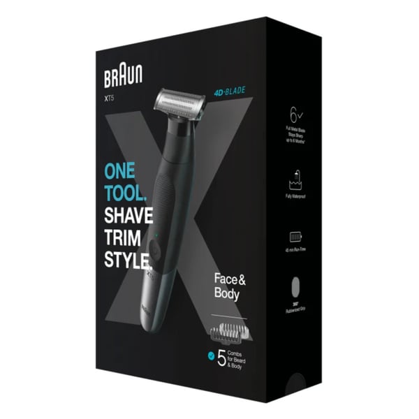 Braun XT5100 skägg/hår trimmer Svart, Silver