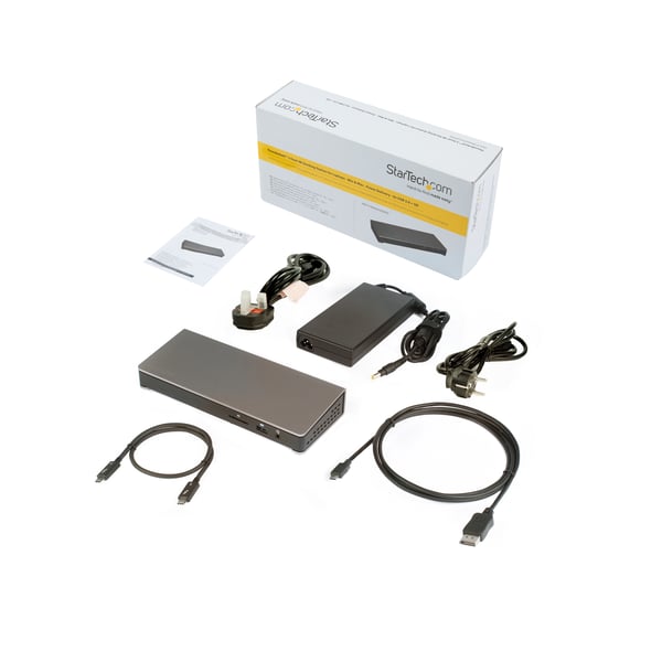 StarTech.com Thunderbolt 3-dockningsstation - TB3-dockningsstation med DisplayPort till bärbara datorer för 60 Hz dubbla 4K-skärmar - Laddning med 85 W strömförsörjning - 6-ports USB 3.0-hubb, SD 4.0, GbE, Audio - Windows och Mac
