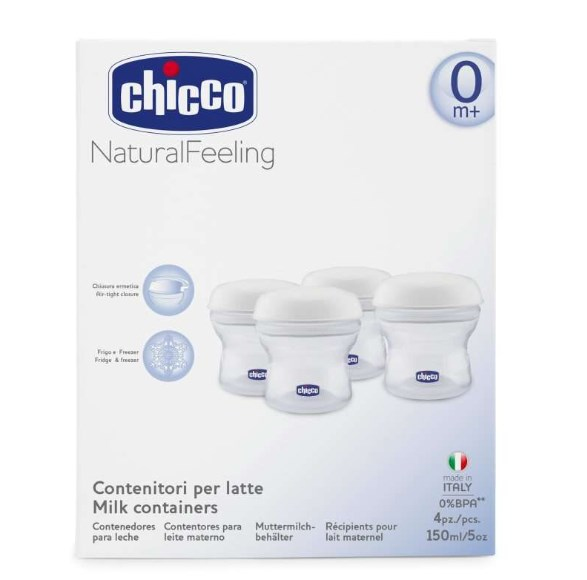 Chicco Contenitore Latte NaturalFeeling 4 kpl Rintamaidon säilytyspussi