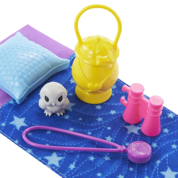 Barbie Dreamhouse Adventures It Takes Two Chelsea-campingdukke med kæleugle og tilbehør, til børn fra 3 til 7 år
