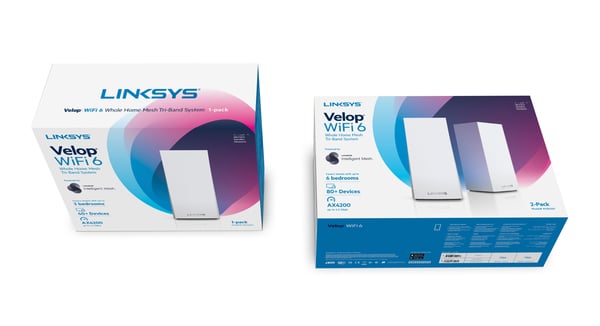 Linksys Velop Intelligent Mesh WiFi 6 (AX4200) system för hela hemmet, Trippelband, 2-pack