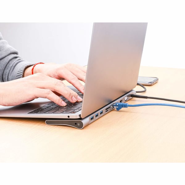 Manhattan 130578 kannettavien tietokoneiden telakka ja porttitoistin Langallinen USB 3.2 Gen 1 (3.1 Gen 1) Type-C Alumiini