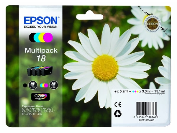 Epson Daisy Monipakkaus, 4 väriä 18 Claria Home -muste Epson Daisy Monipakkaus, 4 väriä 18 Claria Home -muste