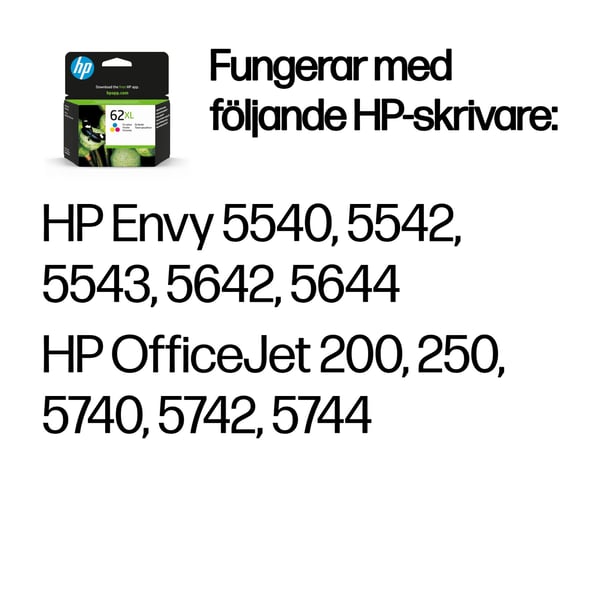 HP 62XL trefärgs original bläckpatron med hög kapacitet