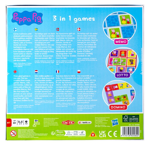 Tactic Peppa Pig 3 in 1 Lotto, Domino, Memo