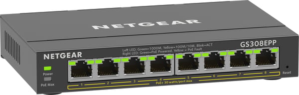 NETGEAR GS308EPP Administreret L2/L3 Gigabit Ethernet (10/100/1000) Strøm over Ethernet (PoE) Sort