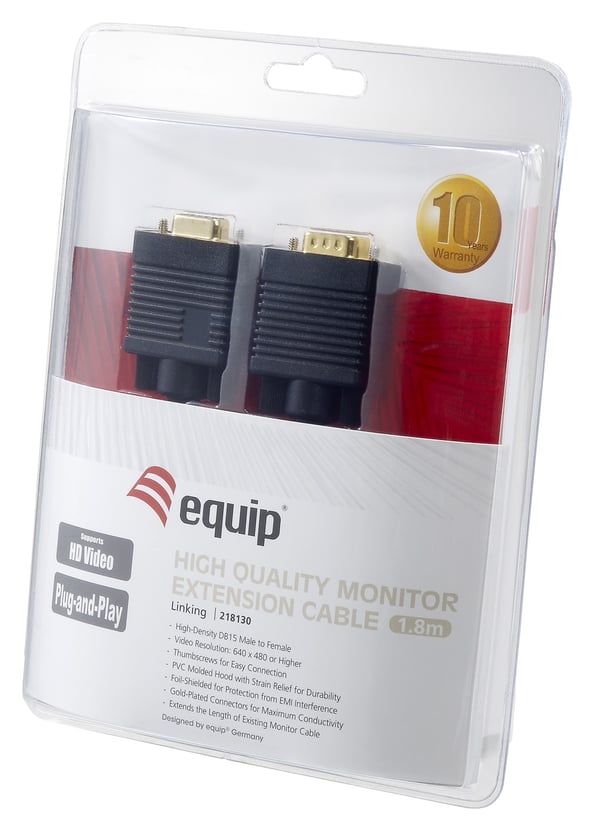 Equip 218130 VGA-kaapeli 1,8 m VGA (D-Sub) Musta