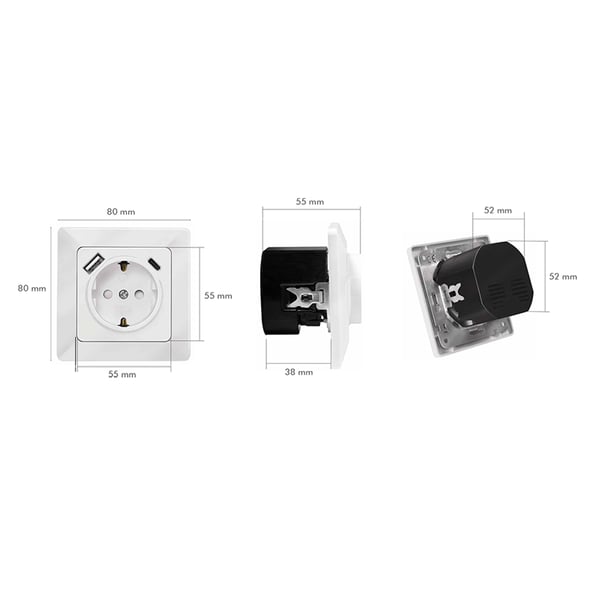LogiLink PA0253 stikkontakt CEE 7/3 + USB Hvid
