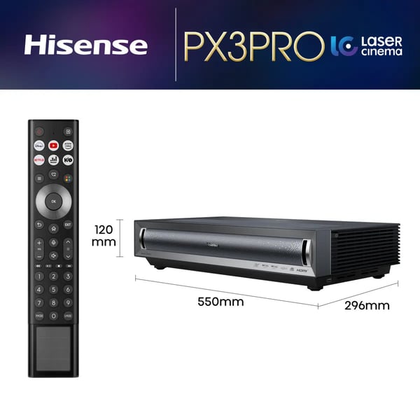 Hisense PX3-PRO Ultra short throw-projektor 2700 ANSI-lumen DLP UHD 4K (3840x2160) Svart, Mörkgrå