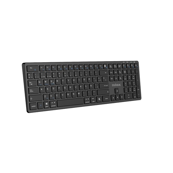 Nilox TECLADO PRO WIRELESS BLACK ESPANOL tastatur Hjemme/kontor USB + Bluetooth QWERTY Spansk Sort