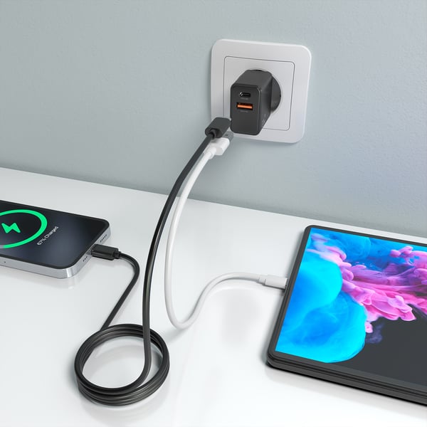 AISENS ASCH-20W2P084-BK mobiililaitteen laturi Matkapuhelin, Älypuhelin, Digitaalikamera, Universaali, Tabletti Musta AC Pikalataus Sisätila