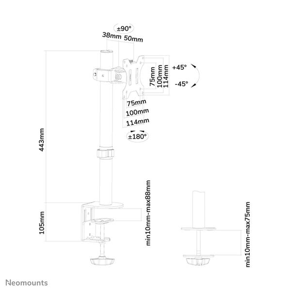 Neomounts FPMA-D510BLACK skærmbeslag og -stativer 81,3 cm (32") Skrivebord Sort