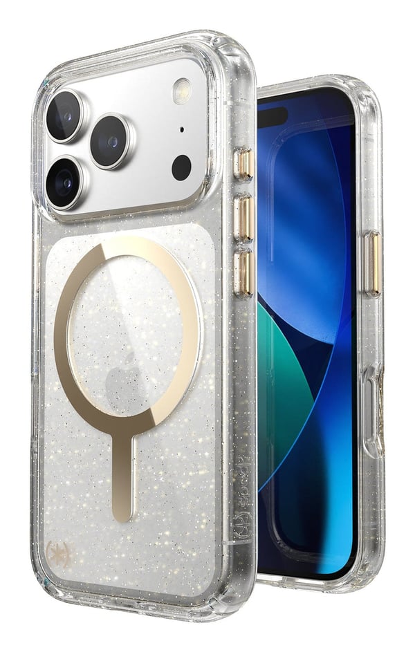 Speck Presidio Lux MagSafe - iPhone 17 Pro Cover (Glitter / Guld Metallic)