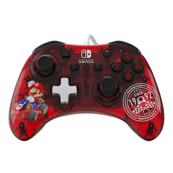 PDP Rock Candy: Mario Punch Röd, Translucent USB Spelplatta Analog / Digital Nintendo Switch, Nintendo Switch Lite, Nintendo Switch OLED
