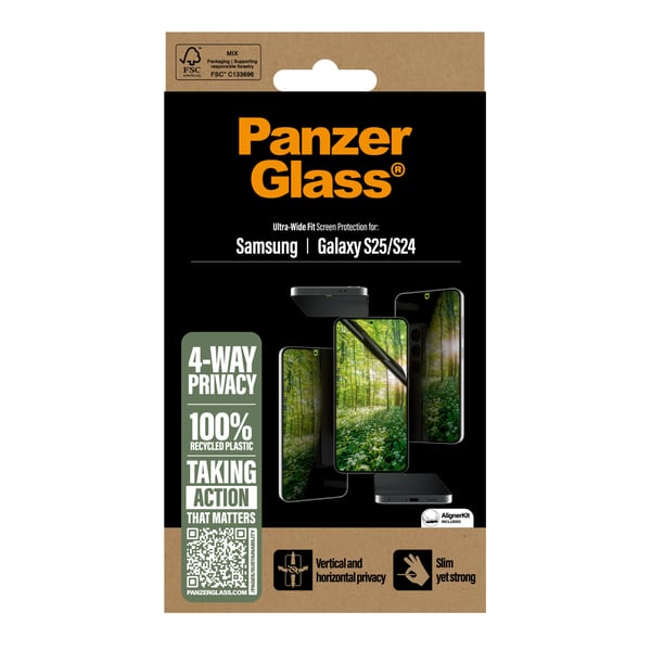 PanzerGlass ® ECO MATRIX 4-Way Privacy Skærmbeskyttelse Samsung Galaxy S25 | S24 | Ultra-Wide Fit