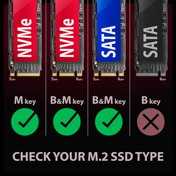 Axagon EEM2-GAM, USB-C 10Gbps - NVMe & SATA SSD GAME M.2 box, bezšroubkový SSD kabinet Sort