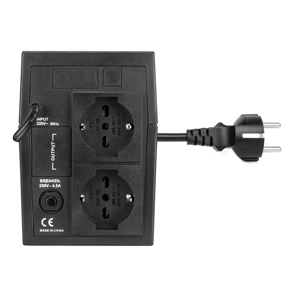 Vultech UPS650VA-LITE UPS-enhed Interaktivt indgangsstik 0,65 kVA 360 W 2 AC stikkontakt(er)