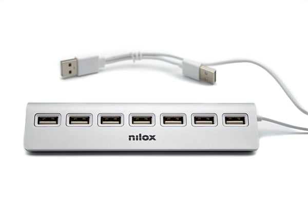 Nilox NXHU7ALU2 gränssnittshubbar USB 2.0 480 Mbit/s Grå