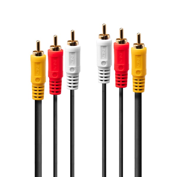Lindy 35690 ljudkabel 1 m 3 x RCA Svart, Röd, Vit, Gul