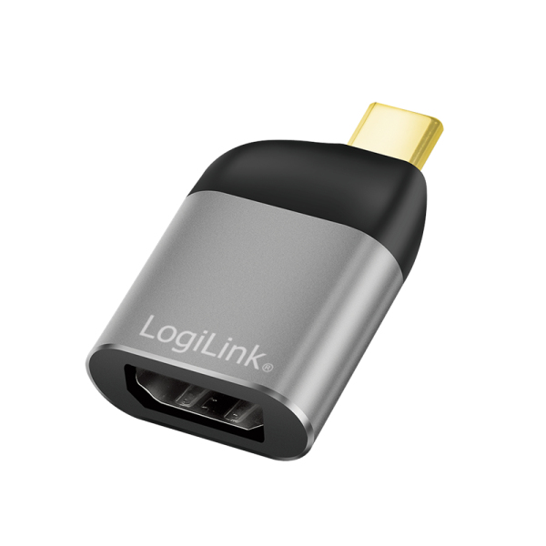 LogiLink CUA0204 kabelomvandlare (hane/hona) USB-C DisplayPort Svart, Grå