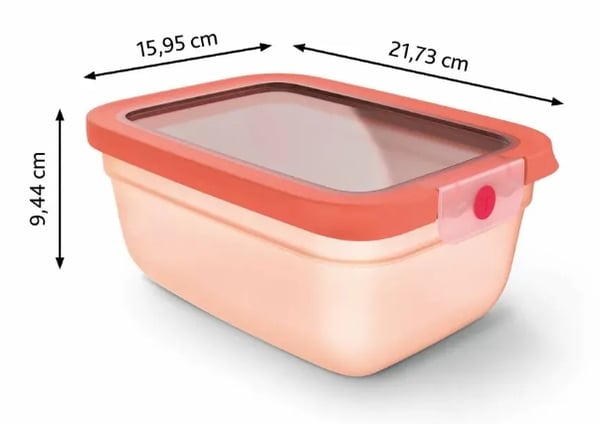 Tefal oneClick N1211110 enhed til madopbevaring Rektangulær Kasse 1,5 L Orange 1 stk