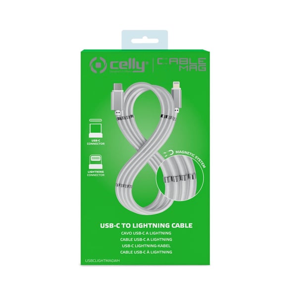 Celly USBCLIGHTMAGWH Lightning kabel 1 m Hvid