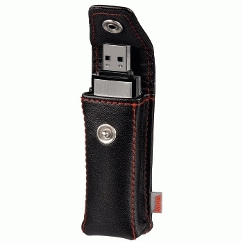 Hama USB Stick Case "Fashion", black USB-minnesförvaring Konstläder Svart, Röd
