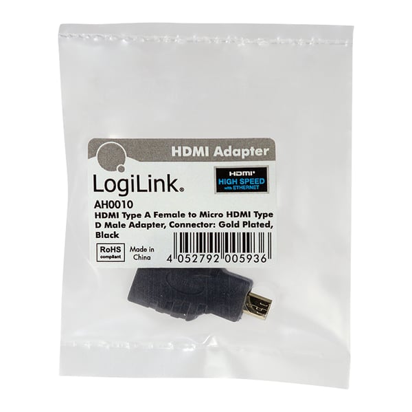 LogiLink AH0010 videokaapeli-adapteri HDMI-tyyppi A (vakio) HDMI-tyyppi D (mikro) Musta