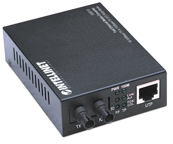 Intellinet 506519 netværksomformer til medie 100 Mbit/s 1310 nm Multitilstand Sort