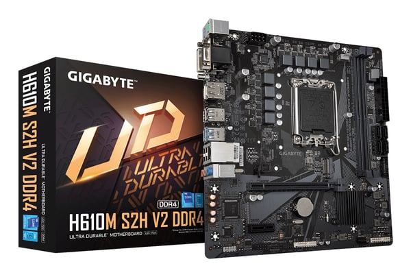 GIGABYTE H610M S2H V2 DDR4 moderkort Intel H610 Express LGA 1700 micro ATX GIGABYTE H610M S2H V2 DDR4 moderkort Intel H610 Express LGA 1700 micro ATX