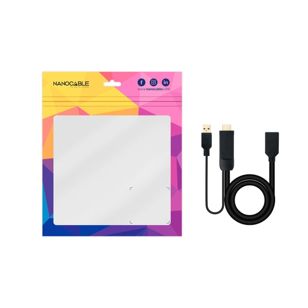 Nanocable 10.16.0205 videokaapeli-adapteri 0,2 m HDMI + USB Type-A DisplayPort Musta