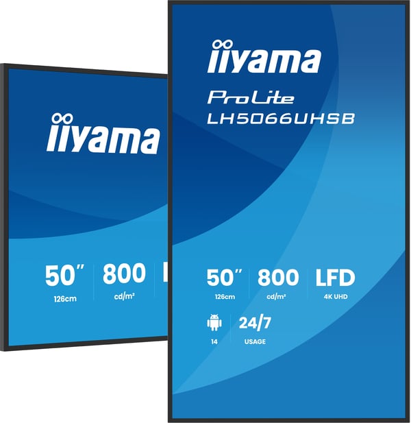 iiyama LH5066UHSB-B1AG skilte display Digital fladpaneldisplay 127 cm (50") LCD Wi-Fi 800 cd/m² 4K Ultra HD Sort Indbygget processer Android 24/7