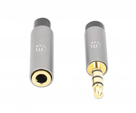 Manhattan 356022 audiokaapeli 1 m 3.5mm Musta, Hopea