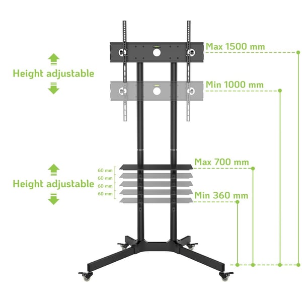 Techly ICA-TR6 TV-kiinnike 165,1 cm (65") Musta