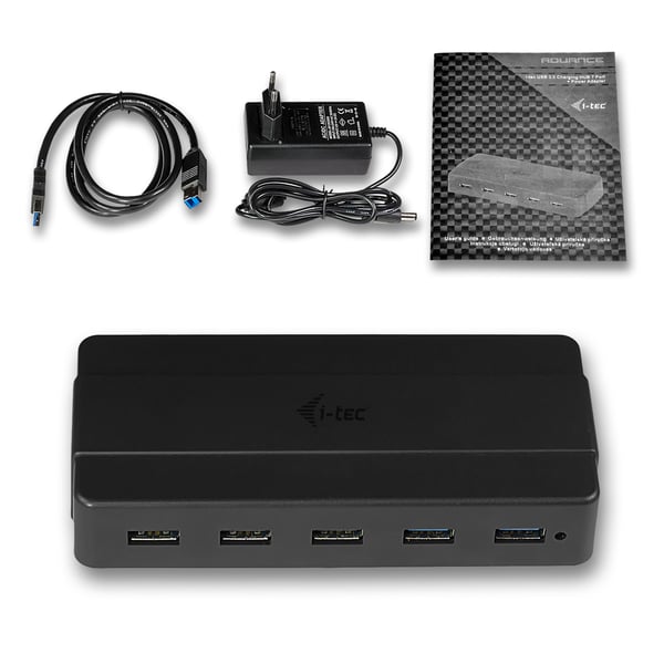 i-tec U3HUB742 gränssnittshubbar USB 3.2 Gen 1 (3.1 Gen 1) Type-B 5000 Mbit/s Svart