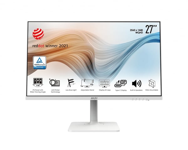 MSI Modern MD271QPW tietokoneen litteä näyttö 68,6 cm (27") 2560 x 1440 pikseliä Wide Quad HD LCD Valkoinen