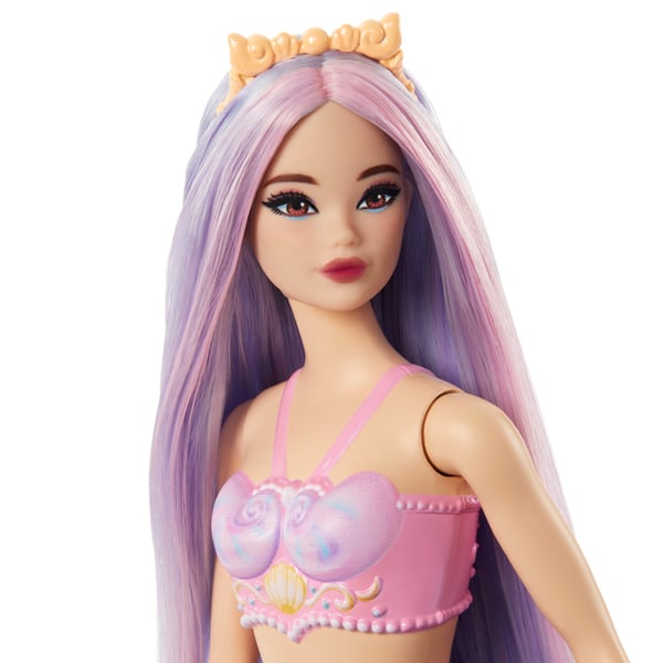 Barbie A Touch of Magic Barbie-havfruedukke med syrenfarvet hår, lilla hale og pandebånd