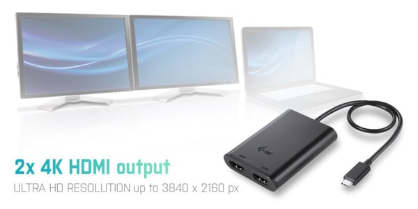 i-tec C31DUAL4KHDMI USB grafisk adapter 3840 x 2160 pixel Sort