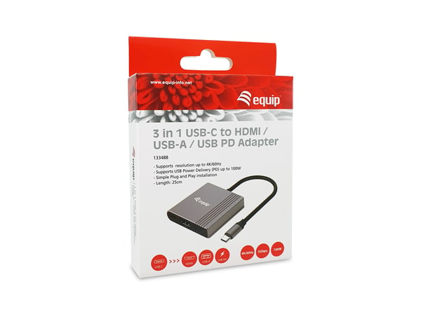 Equip 133488 USB-grafikadapter 3840 x 2160 pixlar Svart, Grå