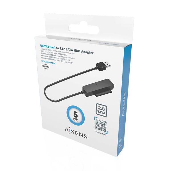 AISENS ASE-25A03B Hölje för lagringsenheter HDD-hölje Svart 2.5" USB-ström
