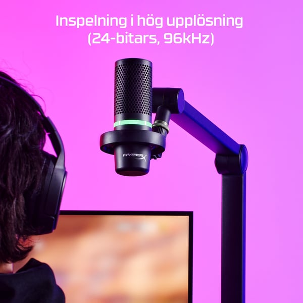 HyperX DuoCast – USB-mikrofon (svart) – RGB-belysning