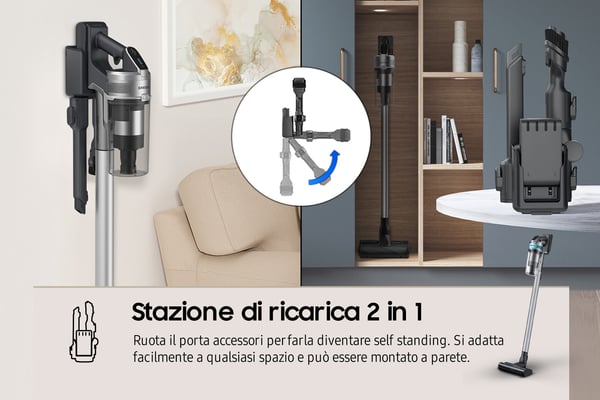 Samsung Jet 75 pet 2-in-1-varsi-imuri Akku Kuiva Pussiton 550 W Mintunvärinen, Hopea