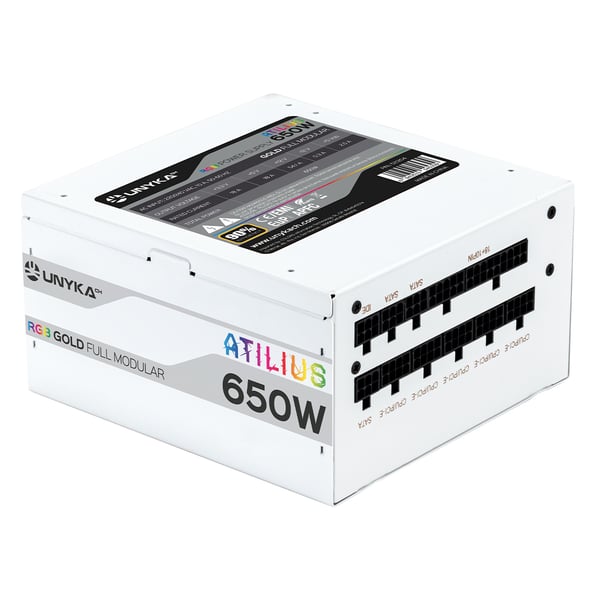UNYKAch ATX Atilus RGB White 650W virtalähdeyksikkö 20+4 pin ATX Valkoinen