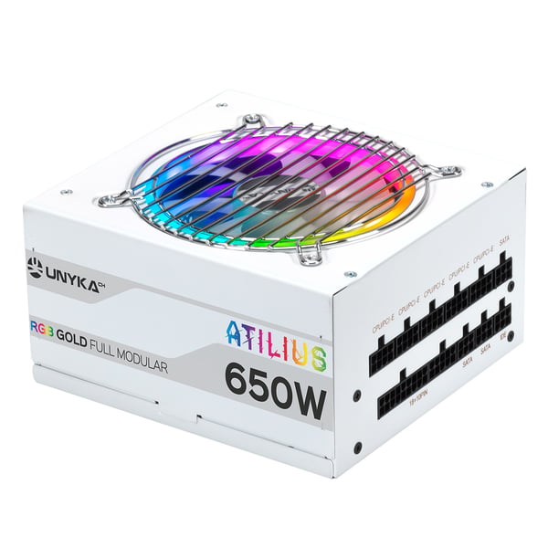 UNYKAch ATX Atilus RGB White 650W virtalähdeyksikkö 20+4 pin ATX Valkoinen