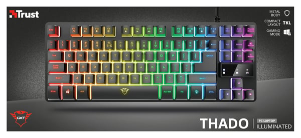Trust GXT 833 Thado tastatur Spil USB Spansk Sort, Sølv