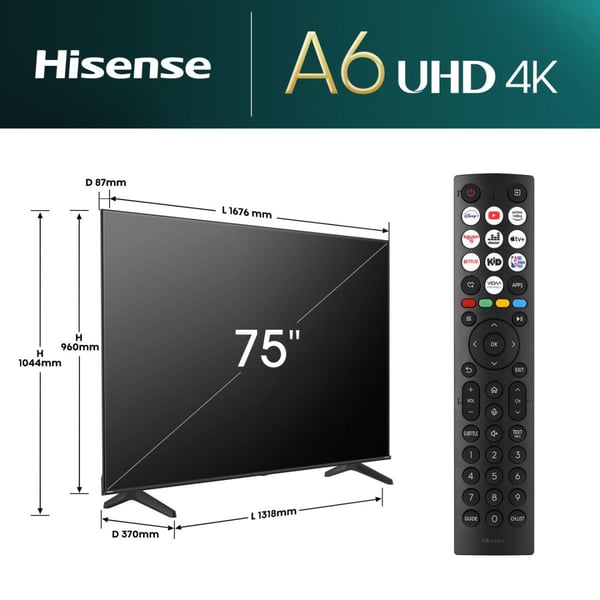 Hisense UHD Smart TV 75A6N ČR